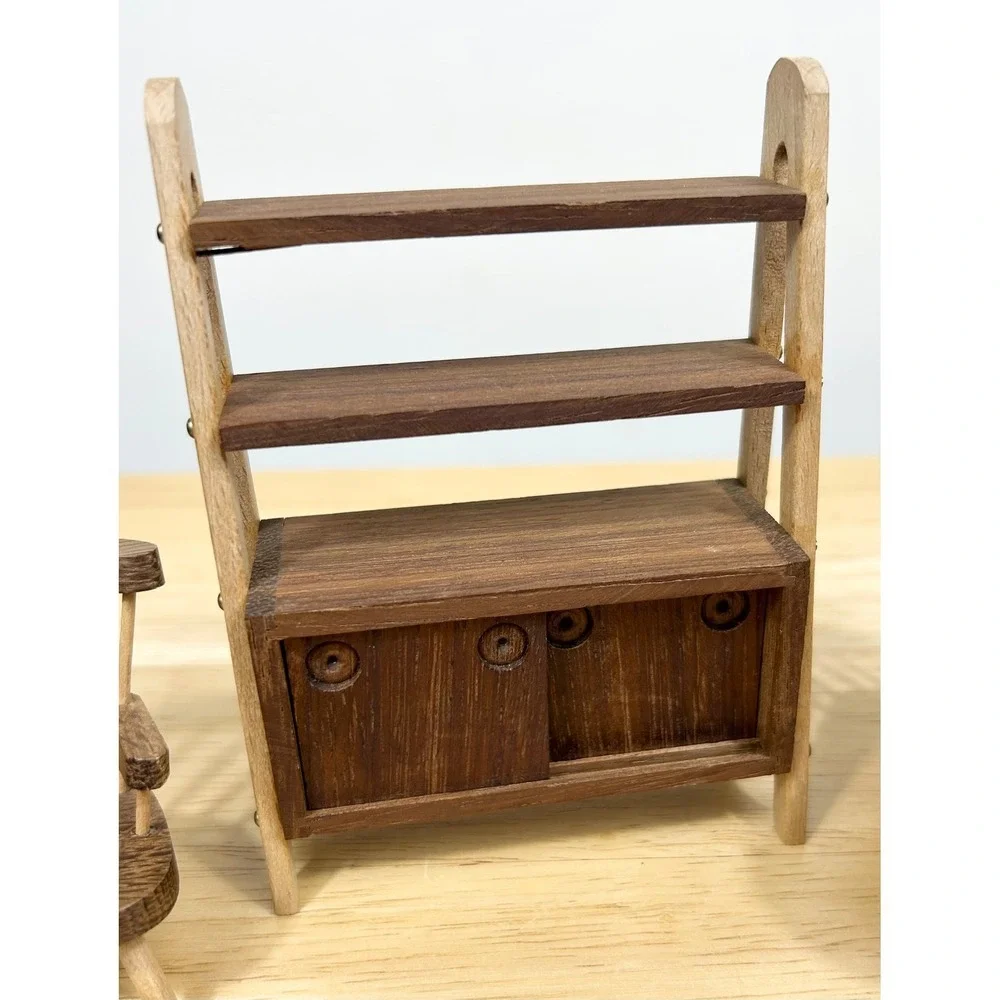 Vintage Sallingboe Denmark Miniature Wood Dollhouse Furniture Set MCM 8pc RARE‎